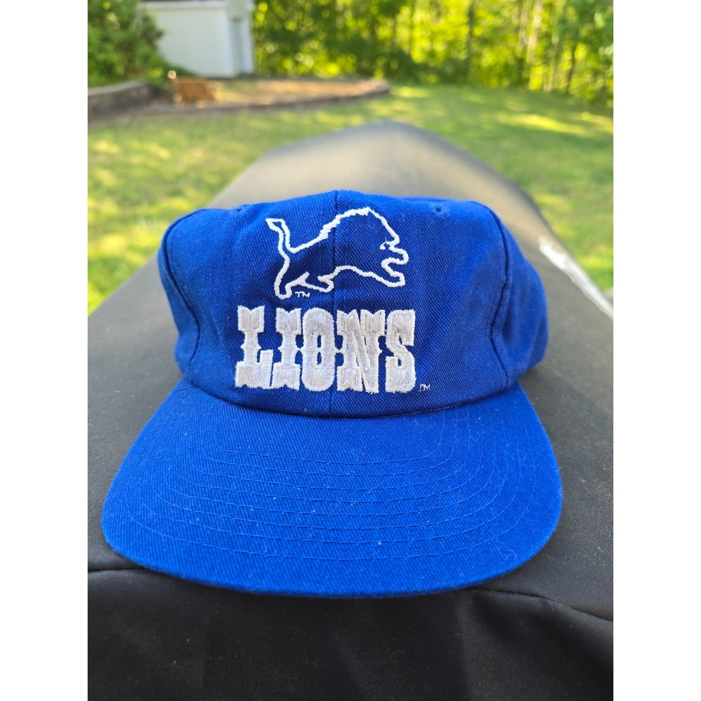 Vintage Detroit Lions SnapbackHat Eastport Blue NFL Football Cap Green Underbrim